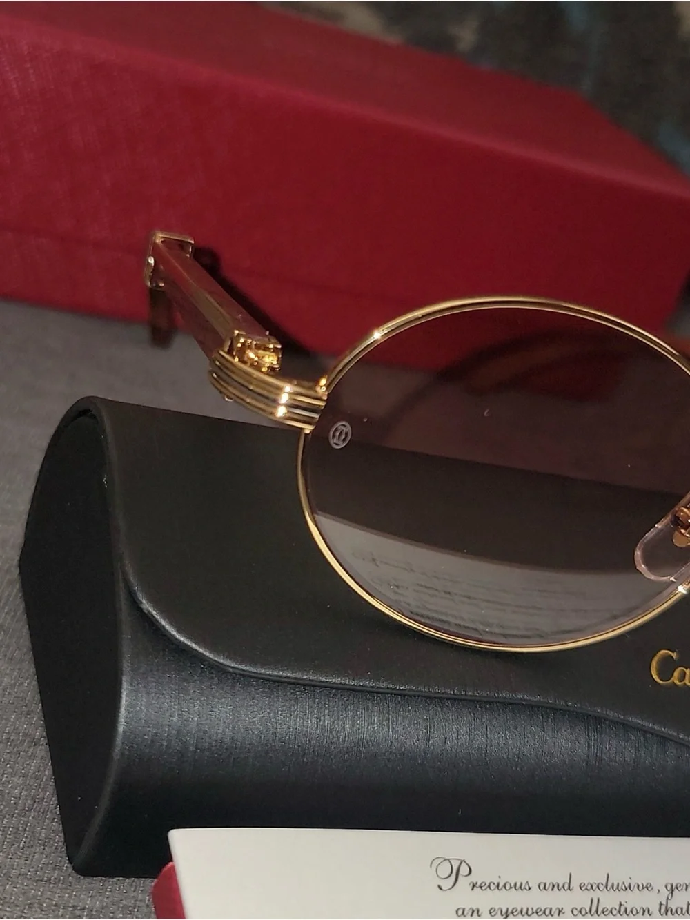 Cartier Gold Frame Sunglasses with Brown Lenses